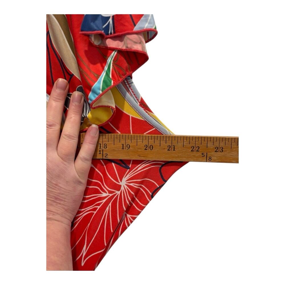 Janette Plus Dress Womens 3X Faux Wrap Maxi Orange Floral Ruffle Vneck‎ Tropical - Picture 7 of 9